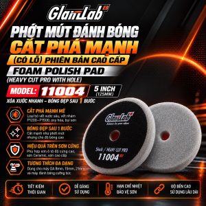 Phớt Mút Đánh Bóng Cắt Phá Mạnh (Có Lỗ) Phiên Bản Cao Cấp 5 Inch GlanzLab 11004 – Foam Polishing Pad
